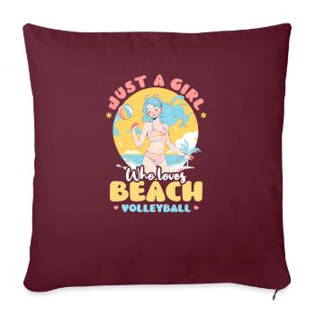 Une fille de volleyball de plage aime le volleyball de plage - Housse de coussin décorative 45 x 45 cm - bordeaux - Devant