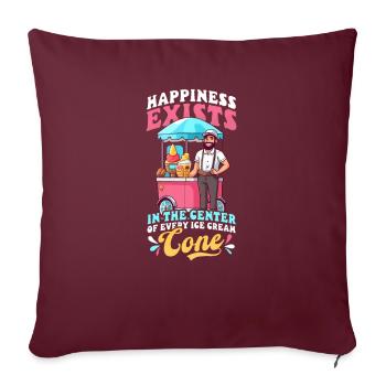 Vendeur de crème glacée Bonheur Au milieu de la crème glacée - Housse de coussin décorative 45 x 45 cm - bordeaux - Devant