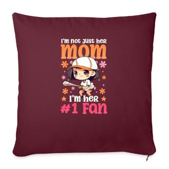 Baseball-Mama, nicht nur ihre Mutter, Fan Nummer eins - Sofakissenbezug 45 x 45 cm - Burgunderrot - Vorne