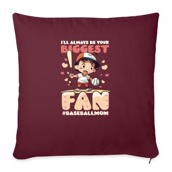 Baseball-Mama Immer dein größter Fan - Sofakissenbezug 45 x 45 cm - Burgunderrot - Vorne