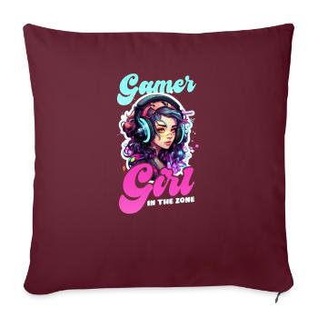 Je suis une fille de jeu vidéo dans la zone - Housse de coussin décorative 45 x 45 cm - bordeaux - Devant