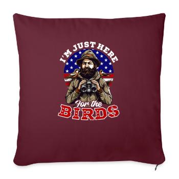 Birdwatcher ici pour les oiseaux - Housse de coussin décorative 45 x 45 cm - bordeaux - Devant
