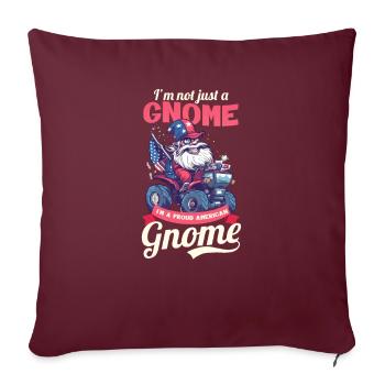 4 juillet Gnome américain Pas Gnome fier américain - Housse de coussin décorative 45 x 45 cm - bordeaux - Devant