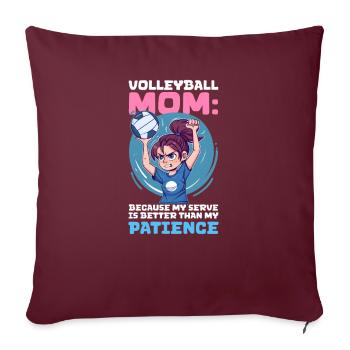 Maman de volley-ball Mon service vaut mieux que ma patience - Housse de coussin décorative 45 x 45 cm - bordeaux - Devant