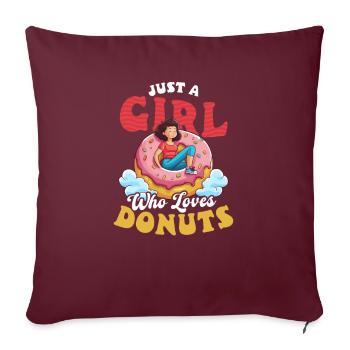 Donut Girl Aime Les Beignets - Housse de coussin décorative 45 x 45 cm - bordeaux - Devant