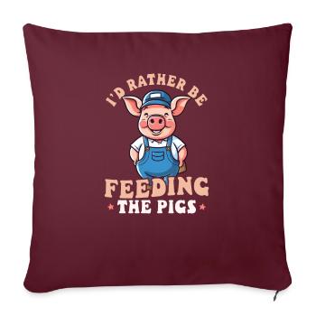 L’éleveur de porcs préfère nourrir les porcs - Housse de coussin décorative 45 x 45 cm - bordeaux - Devant