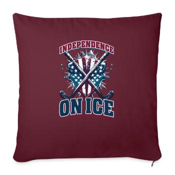 4 juillet Hockey Independence on Ice - Housse de coussin décorative 45 x 45 cm - bordeaux - Devant