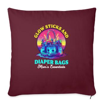 EDM Rave Maman Sticks & Sacs à Couches - Housse de coussin décorative 45 x 45 cm - bordeaux - Devant