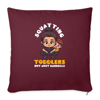 Bodybuilding Maman accroupie bambins pas d’haltères - Housse de coussin décorative 45 x 45 cm - bordeaux - Devant