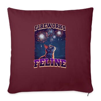 Feu d’artifice du 4 juillet pour chat félin - Housse de coussin décorative 45 x 45 cm - bordeaux - Devant