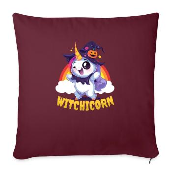 Halloween Einhorn Hexenbock - Sofakissenbezug 45 x 45 cm - Burgunderrot - Vorne
