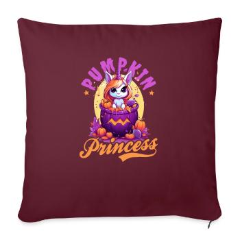 Halloween Einhorn Kürbis Prinzessin - Sofakissenbezug 45 x 45 cm - Burgunderrot - Vorne