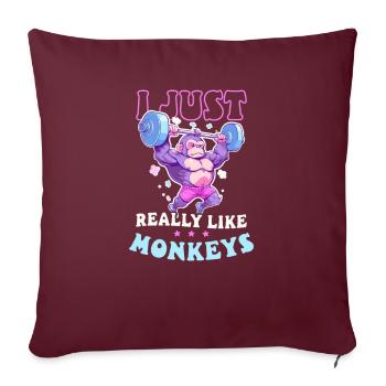 Amoureux des singes comme les singes - Housse de coussin décorative 45 x 45 cm - bordeaux - Devant