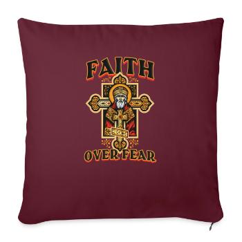 Orthodoxer Glaube über Angst - Sofakissenbezug 45 x 45 cm - Burgunderrot - Vorne