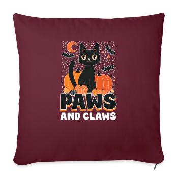 Pattes et griffes de chat d’Halloween - Housse de coussin décorative 45 x 45 cm - bordeaux - Devant