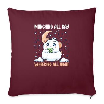 Cochon d’Inde grignotant toute la journée, sifflant toute la nuit - Housse de coussin décorative 45 x 45 cm - bordeaux - Devant