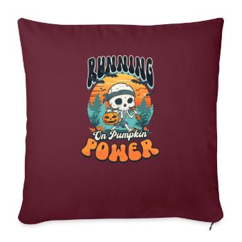 Coureur d’Halloween fonctionnant sur le pouvoir de la citrouille - Housse de coussin décorative 45 x 45 cm - bordeaux - Devant