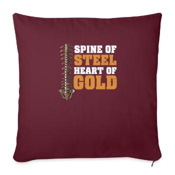 Chirurgie du dos Colonne vertébrale d’acier, Coeur d’or - Housse de coussin décorative 45 x 45 cm - bordeaux - Devant