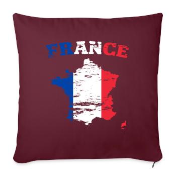 Carte murale de France Drapeau utilisé - Housse de coussin décorative 45 x 45 cm - bordeaux - Devant