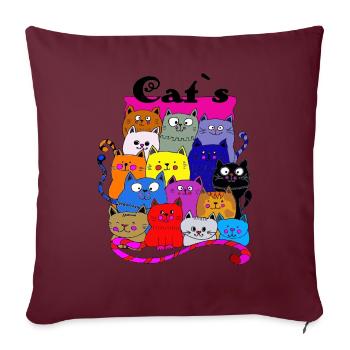 chats, chat, gang de chats, chat Mietze, drôle - Housse de coussin décorative 45 x 45 cm - bordeaux - Devant