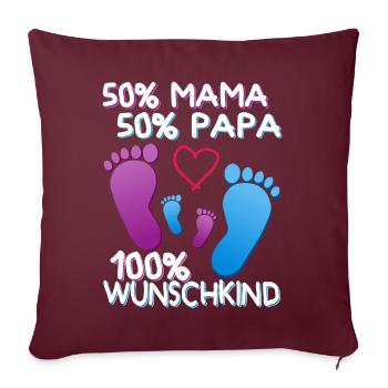 Mama Papa Babyfüße Geschenk Wunschkind Familie - Sofakissenbezug 45 x 45 cm - Burgunderrot - Vorne