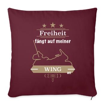 Biker Motorrad Spruch Goldwing Gold Wing Freiheit - Sofakissenbezug 45 x 45 cm - Burgunderrot - Vorne