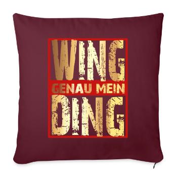 Wing genau mein Ding gold / Gold Wing / Goldwing - Sofakissenbezug 45 x 45 cm - Burgunderrot - Vorne