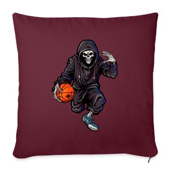 Crâne en combinaison de jogging avec ballon de basket-ball - Housse de coussin décorative 45 x 45 cm - bordeaux - Devant