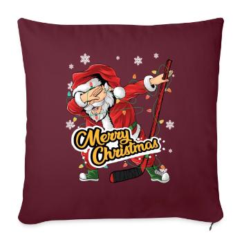 dabbender Weihnachtsmann merry christmas hockey - Sofakissenbezug 45 x 45 cm - Burgunderrot - Vorne