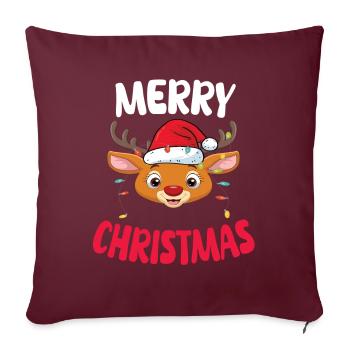 Drôle Renne Noël Famille Joyeux Noël - Housse de coussin décorative 45 x 45 cm - bordeaux - Devant