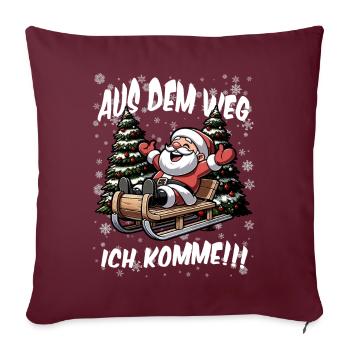 Weihnachtsmann Santa Claus Schlittenfahren - Sofakissenbezug 45 x 45 cm - Burgunderrot - Vorne