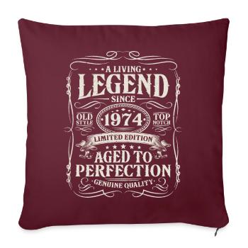 Né en 1974 Légende vivante depuis 1974 - Housse de coussin décorative 45 x 45 cm - bordeaux - Devant