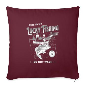 T-shirt de pêche chanceux drôle ne pas laver - Housse de coussin décorative 45 x 45 cm - bordeaux - Devant