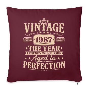 Vintage, 1987, Vintage, Cadeau d’anniversaire - Housse de coussin décorative 45 x 45 cm - bordeaux - Devant