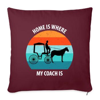Calèche de cocher Calèche tirée par des chevaux Calèche - Housse de coussin décorative 45 x 45 cm - bordeaux - Devant