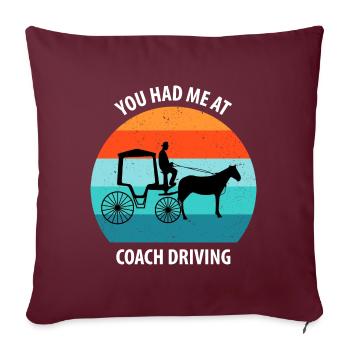 Calèche de cocher Calèche tirée par des chevaux Calèche - Housse de coussin décorative 45 x 45 cm - bordeaux - Devant