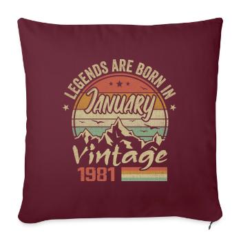 Les Légendes Sont Nées En Janvier 1981 - 1981 - Housse de coussin décorative 45 x 45 cm - bordeaux - Devant