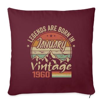 Les Légendes Sont Nées En Janvier 1960 - 1960 - Housse de coussin décorative 45 x 45 cm - bordeaux - Devant