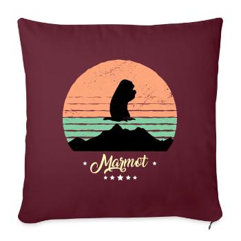 Murmeltier Vintage Retro Tiere Sonnenuntergang - Sofakissenbezug 45 x 45 cm - Burgunderrot - Vorne