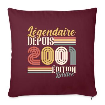 Légendaire Depuis 2001 - Housse de coussin décorative 45 x 45 cm - bordeaux - Devant