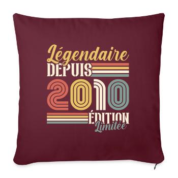 Légendaire Depuis 2010 - Housse de coussin décorative 45 x 45 cm - bordeaux - Devant