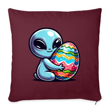 Câlin extraterrestre de Pâques et amour des œufs - Housse de coussin décorative 45 x 45 cm - bordeaux - Devant