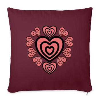 Liebe mit rosa Herz - Sofakissenbezug 45 x 45 cm - Burgunderrot - Vorne