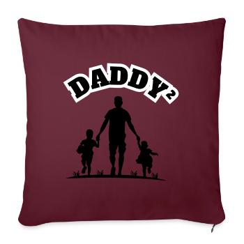 Daddy² 2 Enfants Noir - Housse de coussin décorative 45 x 45 cm - bordeaux - Devant