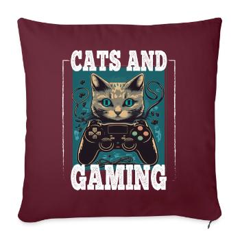 Chats et chat chaton chaton contrôleur de jeu - Housse de coussin décorative 45 x 45 cm - bordeaux - Devant