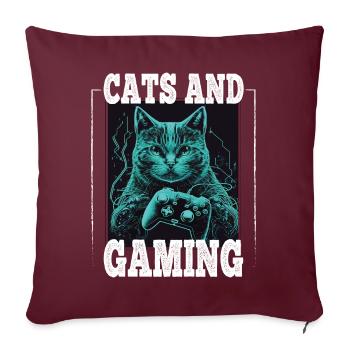 Chats et chat chaton chaton contrôleur de jeu - Housse de coussin décorative 45 x 45 cm - bordeaux - Devant