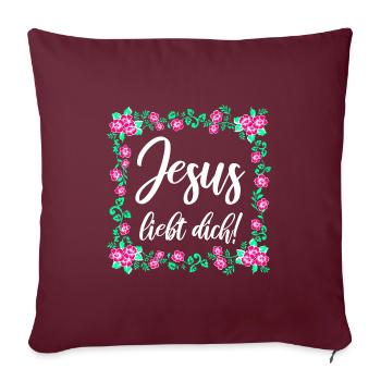 Jesus Liebt Dich - Sofakissenbezug 45 x 45 cm - Burgunderrot - Vorne