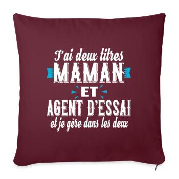 Agent d'Essai Maman Femme Ferroviaire Métier - Housse de coussin décorative 45 x 45 cm - bordeaux - Devant