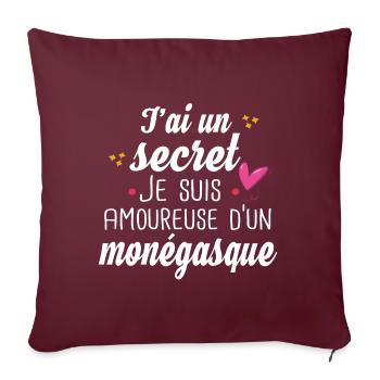 Monégasque Monaco Femme Amoureuse Cadeau Humour - Housse de coussin décorative 45 x 45 cm - bordeaux - Devant