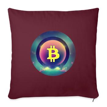 Bitcoin Logo im Synthetische Wave Stil - Sofakissenbezug 45 x 45 cm - Burgunderrot - Vorne